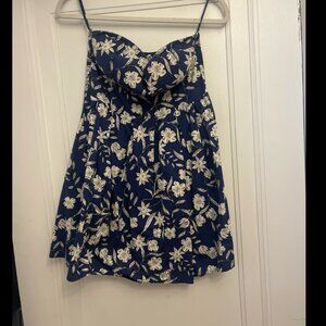 Strapless flower mini dress